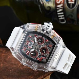 Luxury Men's Quartz Watch Multifunctional Six-Pin Transparent Crystal Fashion Watch