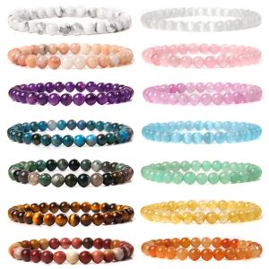 Fios 6mm de contas de pedra natural de 6 mm Bracelets para homens Homens de quartzes multicoloros