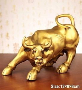 100 mässing Bull Wall Street Cattle Sculpture Copper Mascot Gift Statue Utsökt Office Decoration Crafts Ornament Cow Busi Y6L6 21939001