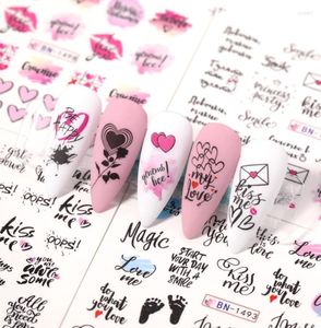 Nail Stickers 12pcs Heartbeat Manicuring Love Letter Flower Sliders For Nails Water Decals Art Decoration Transfer Sticker Tips7537847