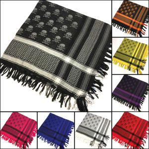 Scarves Skull Pattern Head Hair Neck Scarf Tactical Hunting Desert Arabic Shemagh African Head Warps For Men Women Neckerchief Bandana