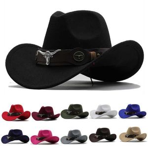 قبعات واسعة الحافة قبعات دلو جديدة للسيدات والرجال الصوف Chapeu Western Cowboy Hat Gentleman Up Eaves Jazz Hat Sombrero Hombre Hat Cowboy Hat Hat Hat Y240425