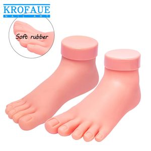 Krofaue Toe Nail Training Model Flexibel Silicone Practice Fake Foot Protetiska False Nails Display Stand Soft Pedicure Tool 240411