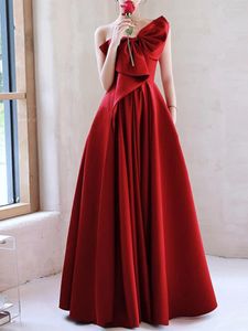 Party Dresses Sexy Bow Colloe Evening Stain One Shoulder Big Swing Front Prom Dress Elegant A Line Wedding Balls Gowns