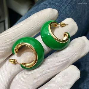 Orecchini per borchie Bilincolor Fashion Trendy Cute Golden Enamel Green Big Earrings for Women