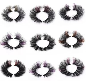 Färgade falska ögonfransar 3D Fluffy Faux Mink Color Eye Lashes Strip Wipsy Multicolored Fake Lash For Daily Christmas Cosplay Party 4153637