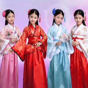 Stage Wear traditional chinese Folk Dance new year clothes hanfu for girls kids dragon dress ancient Stage Carnival costume Clothing skirt d240425