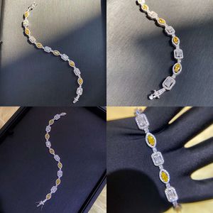 2024 SOLE SELL CHOUCONG WEDDENT BRACELET JOLLEYRY REAL 100 ٪ Sterling Sier Yellow Marquise Cut Moissanite Diamond Gemsstones Party Women Bangle Hight