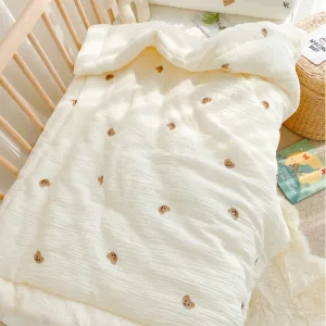 sets Korean Cream Baby Quilt Pure Cotton Mink Blanket Baby Four Seasons Warm Soft Wool Swaddle Wrapped Bedding 1.2x1.5M