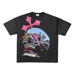 Herr t-shirts maskulina American High Strt personalidade carta estampada camiseta de manga curta y2k harajuku moda rua casal casual camisa solta h240425