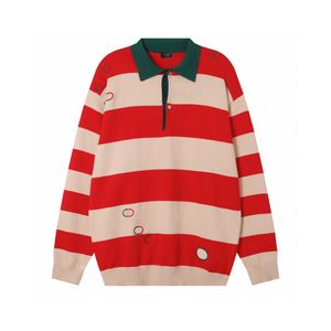 Luxury Mens Sweater Designer Letter Embroidery Sweaters Paris Women Polo Neck Red Stripe Pullover Woollen Jumper