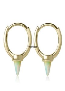 JH 925 Sterling Silver Vermeil Jewelry Mini Small Huggie Hoop With Opal Turkoises Spike Earring for Women CX2008013282895