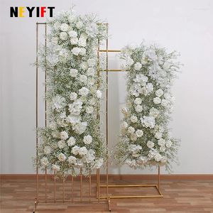 Decorative Flowers 2/1.6/1.4M Luxury Babybreath Rose Orchid Flower Row Arrangement Wedding Backdrop Arch Decor Gypsophila Floral Event Party