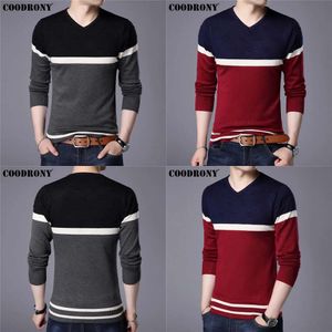 Spring COODRONY Autumn Cotton Sweater Knitwear Shirt Mens Cashmere Sweaters Pull Homme Casual V-neck Pullover Men 201026 s over