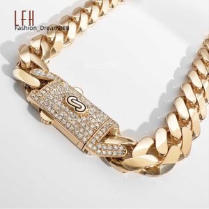 Großhandel Choker 18K Gold Custom Cuban Link Chain Miami Real Gold 8,75 mm Monaco Halskette 6pu1