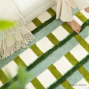 カーペットTufting Carpet 40*120 cmプラッシュアンチスリップソファエリアラグベッドルームベッドサイドフロアマット家庭用群れ散布クッションカラーブロッキンググリッド