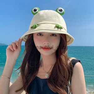 Designer Wide Brim Hats & Bucket Hats Cute Adult Frog Fisherman Hat Cartoon Parent-child Hat Spring and Summer Sun Protection and Sunshade Hat Caps