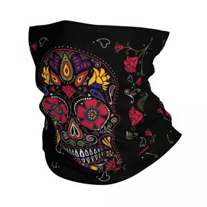 Masowe maski twarzy szyi gaiter day of the Dead Sugar Skull Dark Bandana Scyk Gaiter Drukowane Baliaclavas maska ​​maska ​​szalik wielozadaniowy jazda na rowerze unisex dla dorosłych Y240425