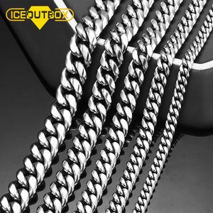 IceOutbox Mens Cuban Link Chain Edelstahl Halskette Curb Chokers für Hip -Hop -Schmuck 681012mm 240417