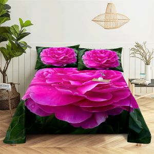 Set di fiori di fiori set di lenzuola, camera da letto per palette da letto da donna fogli da letto e cuscino per letti foglio piatto foglio da letto set