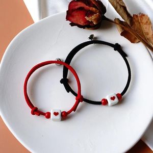 Charm Bracelets Red Love Ceramic Couple Bracelet Magnet Jewelry For Girl Women's Gift Wholesale #YXSL05