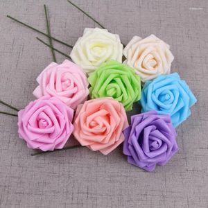 Dekorativa blommor 8 cm skum rosor Färgglada konstgjorda hem Brudväder Dekoration Fake Rose For Dischwork Bouque Supplies