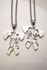 ワンペアシルバートーンダブルハチェットペンダントICP Twiztid Elopement Music Charms Men Men Rolo Chain Fashion Necklace 4mm 24 Inch6998284