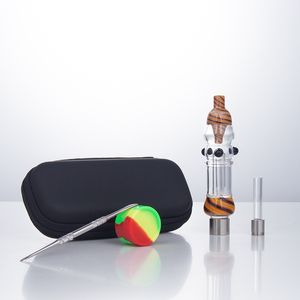 NC101 Heady Renk Dab teçhizat Cam Bong Sigara Boru Çanta Seti 510 Titanyum Seramik Kuvars Dökülme Dökülür Su Soğutmalı Bubbler Dabber Alet Silikon Kavanoz