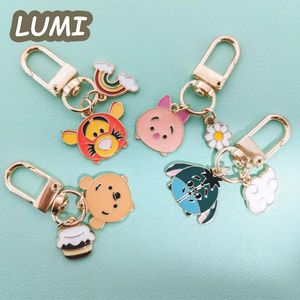 Schlüsselanhänger 2 PCs/Los niedliches Bären Tiger Schwein Legierung Metall Mini Keyrings Airpods Bag Anhänger Mädchen Geschenk