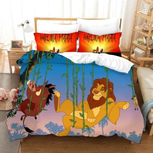 Zestawy zestaw pościeli Lion King Cartoon Bedspread Single Queen King Size Zestaw Zestaw łóżka dla dzieci sypialnia dla dzieci