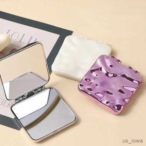 Mirrors Foldable Plating Makeup Mirror Mini Square Makeup Vanity Mirror Portable Hand Mirrors Double-sided Compact Pocket Mirror