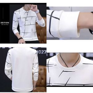 Slim 9Sweater White Korean Students Warm Autumn Clothing Men's Shirt 220322