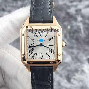 Циферблаты работают автоматические часы картер женские часы Sandoz Series Square 18k Rose Gold Quartz New