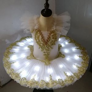 Tutu Ballett LED LED LEG SWAN LAKE BALERINA PANCAKE TUTU GURMEN Frauen Erwachsene Kinder Ballettkleid Kinder Tanz Kostüme Tutu LED 240516