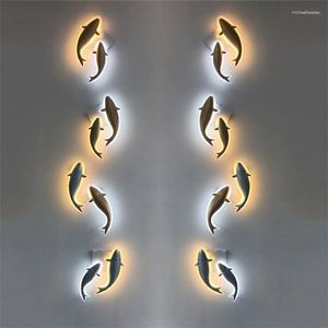 Lampade a parete Golden LED LED soggiorno camera da letto corridoio a forma di pesce luce decorativa personalizzata di pesce grigliate per le luci