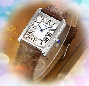 Relógio feminino clássico clássico 28mm Size para mulheres quartzo data automática relógio preto azul marrom couro de couro lady-tank-must-design watches presentes