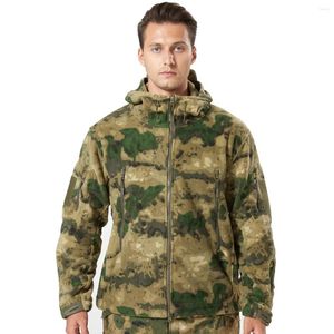 Giacche da caccia EMR MOX CAMO CAMO FRIBILE Giacca in pile invernale con cappuccio tattico a zip pieno zip su un cappotto da lavoro con cappuccio anticarico all'aperto