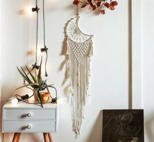 Moon Tassel Macrame WALL WAKING TOBESTRY DIY Ręcznie tkany wystrój domu do sypialni tkany gobelin boho wiszący 4071459