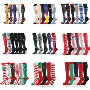 Socks 3/5/6 Compression Socks Halloween Christmas Fun Pattern Running Fitness Sports Socks Elastic Prevention Of Leg Varicocele Edema