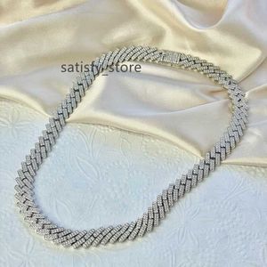 Beautiful Full White Moissanite Diamond Cuban Link Necklace 925 Starling Silver Necklace Customized Jewelry Gift For Men Women