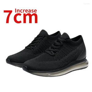 Sıradan Ayakkabı Erkekler için Görünmez Yükseltme 7 cm Bahar/Yaz Hafif Ağ Nefes Alabilir Yüksek Spor Ayakkabı Adamı