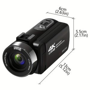 4K -Camcorder -Videokamera mit 42 MP, 30 fps UHD -Vlogging, 18x digitalem Zoom, Flip -Screen, Mikrofon, 32 GB SD -Karte, Fernbedienung und 2 Batterien