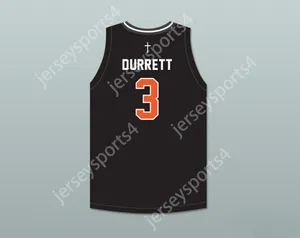 Nome personalizzato da uomo Youth/Kids Brandon Durrett 3 Bishop Hayes Tigers Black Basketball Jersey The Way Back Top Top Stitched S-6XL