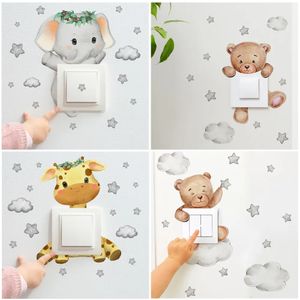 Cute Giraffe Bear Elephant Star Switch Sticker Kid Baby Bedroom Decoration Selfadhesive Home Decor Wallpaper Child Wall Decals 240418