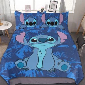 sets Stitch Anime Bedding Sets Cute Cartoon Printed Duvet Cover Soft Bedroom Decor Gifts for Boys Girls Teens Kids Adults Full Size