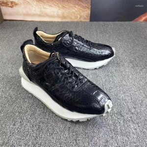 Casual Buty Authentic Real krokodyl skóry unisex w stylu męskie trampki oryginalne egzotyczne aligator skórzany przeciwny podeszwie zewnętrzne męskie mieszkania koronkowe mieszkania