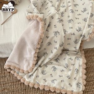 sets 90X130cm Warm Winter Baby Blanket Pompom Blush Sprigs and Blooms Minky Blanket Floral Baby Blanket Quilt Bedding Cover