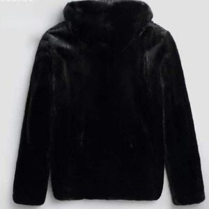 Neue Winterimitation Nerzfellmocke wasserdichte Midlength Men Jacke Dicke Kapuze -Felljacke Mann schwarzer Mantel G2208044956788