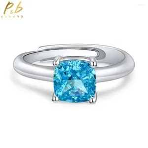 Cluster Rings PuBang Fine Jewelry 925 Sterling Silver Resizable Diamond Ring Yellow/Pink/Blue Created Moissanite For Women Gifts Drop