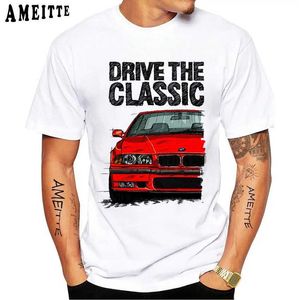 メンズTシャツオールドドライブクラシックドイツE30ビンテージTシャツ新しい夏の男性ショートSlve EUDM E36 M3。白い男の子のカジュアルトップのTシャツTST240425